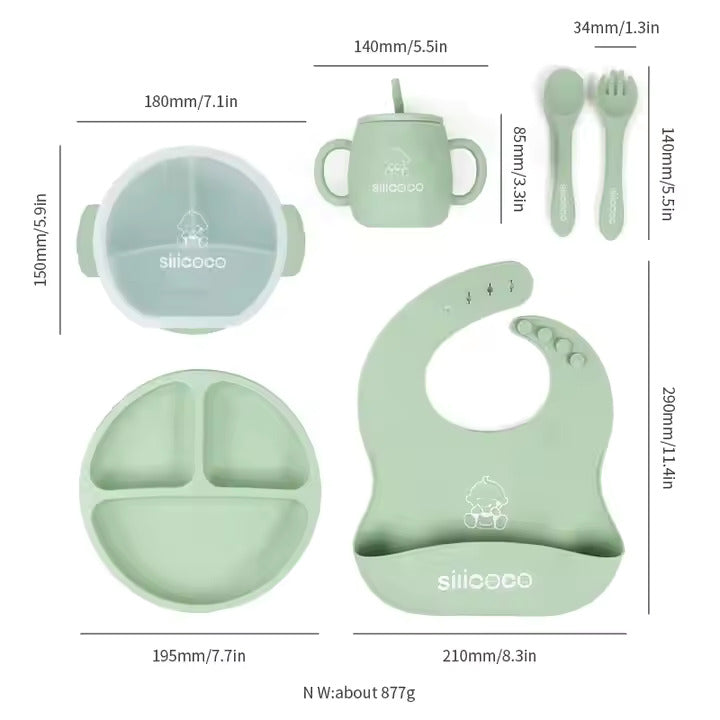 Silicoco BPA-vrije Siliconen , Zuignap, Snackbeker, Rietje, Bord, Slabbetjes en Andere Kinder Tafelwaren voor Babyvoeding