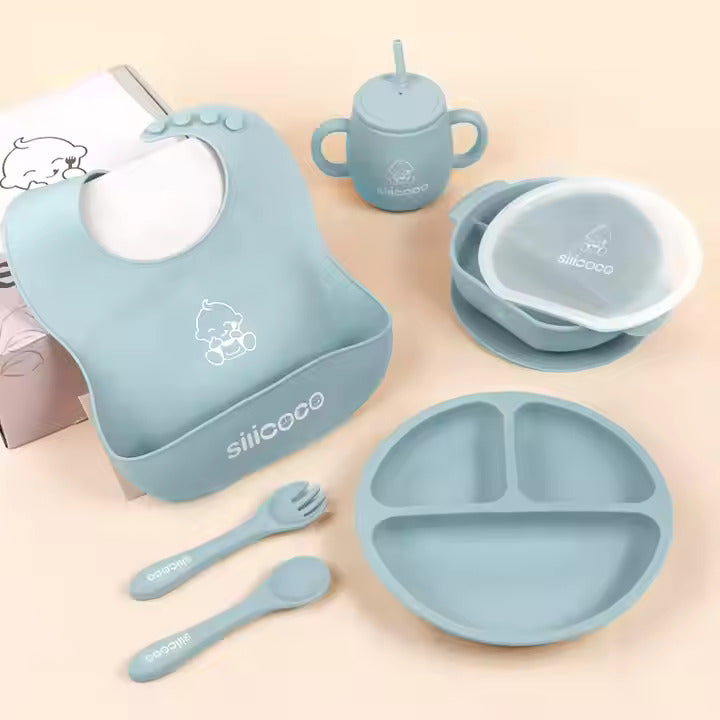 Silicoco BPA-vrije Siliconen , Zuignap, Snackbeker, Rietje, Bord, Slabbetjes en Andere Kinder Tafelwaren voor Babyvoeding