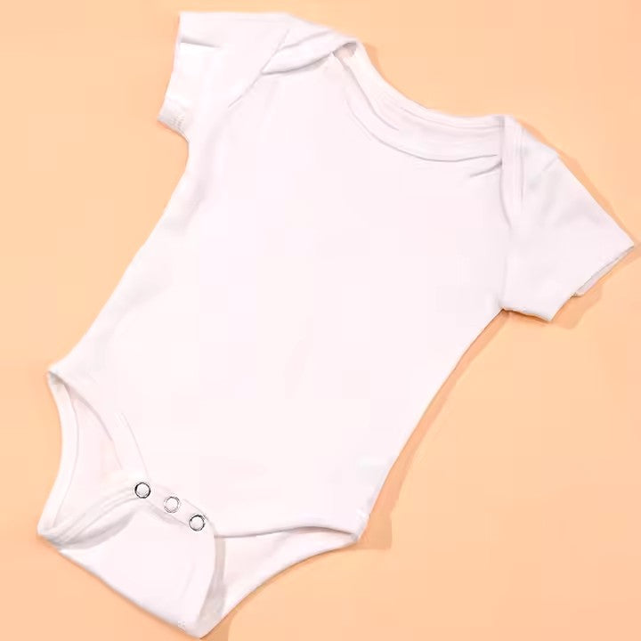 Korte Mouw Baby Romper - Effen Witte Katoenen Babybodysuit