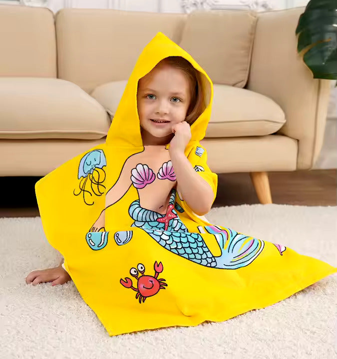 Badhanddoek voor Kinderen, Ultra Zacht en Super Absorberend, Gehooded Strandlaken, Geschikt voor Bad/Strand Zwemmen